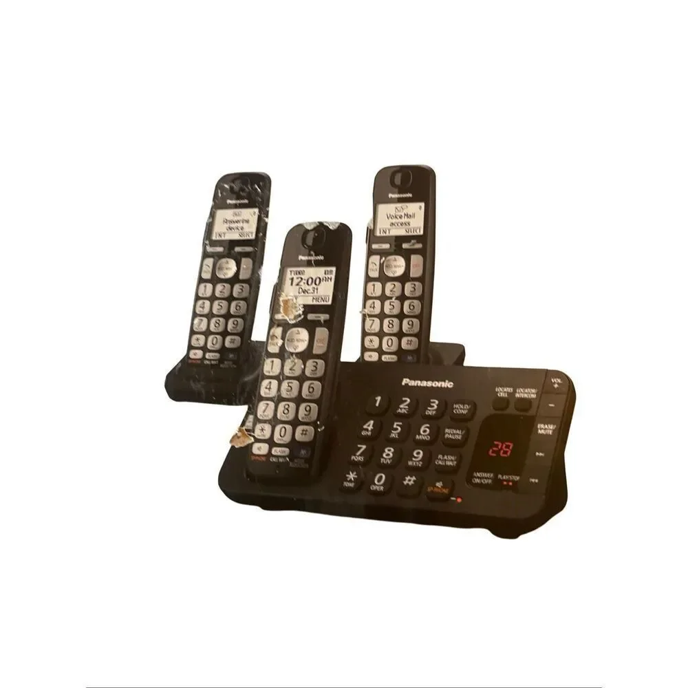 Lot of 3 New Panasonic KX-TGE243B Black Cordless Phone Answering System Handsets
